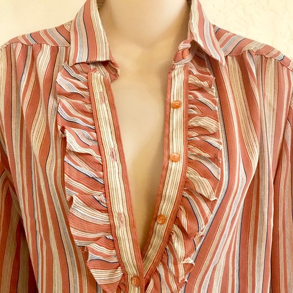 Ruffled 80s button down - Picture 2 of 4